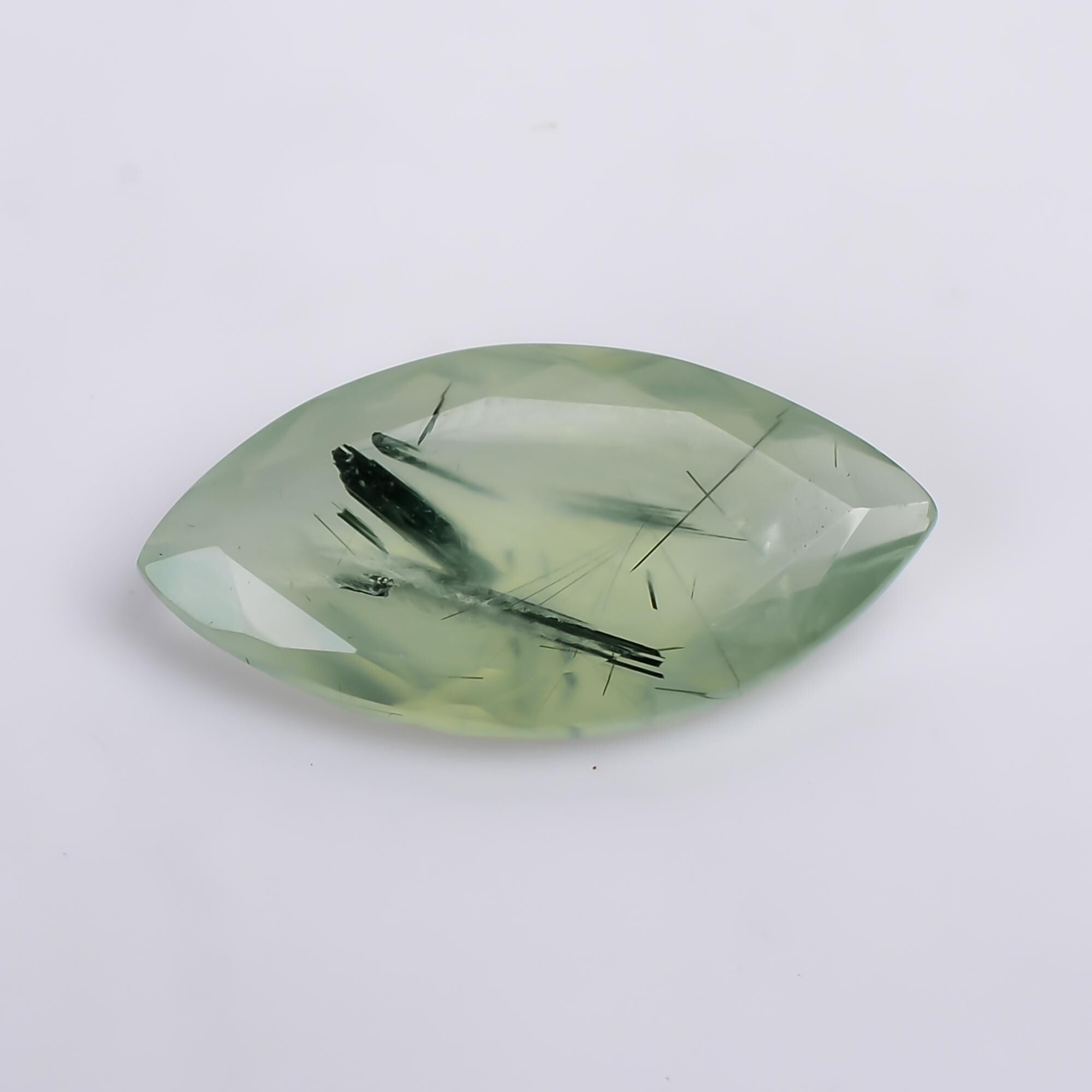 prehnite with epidote natural marquise shape cut stone loose gemstone